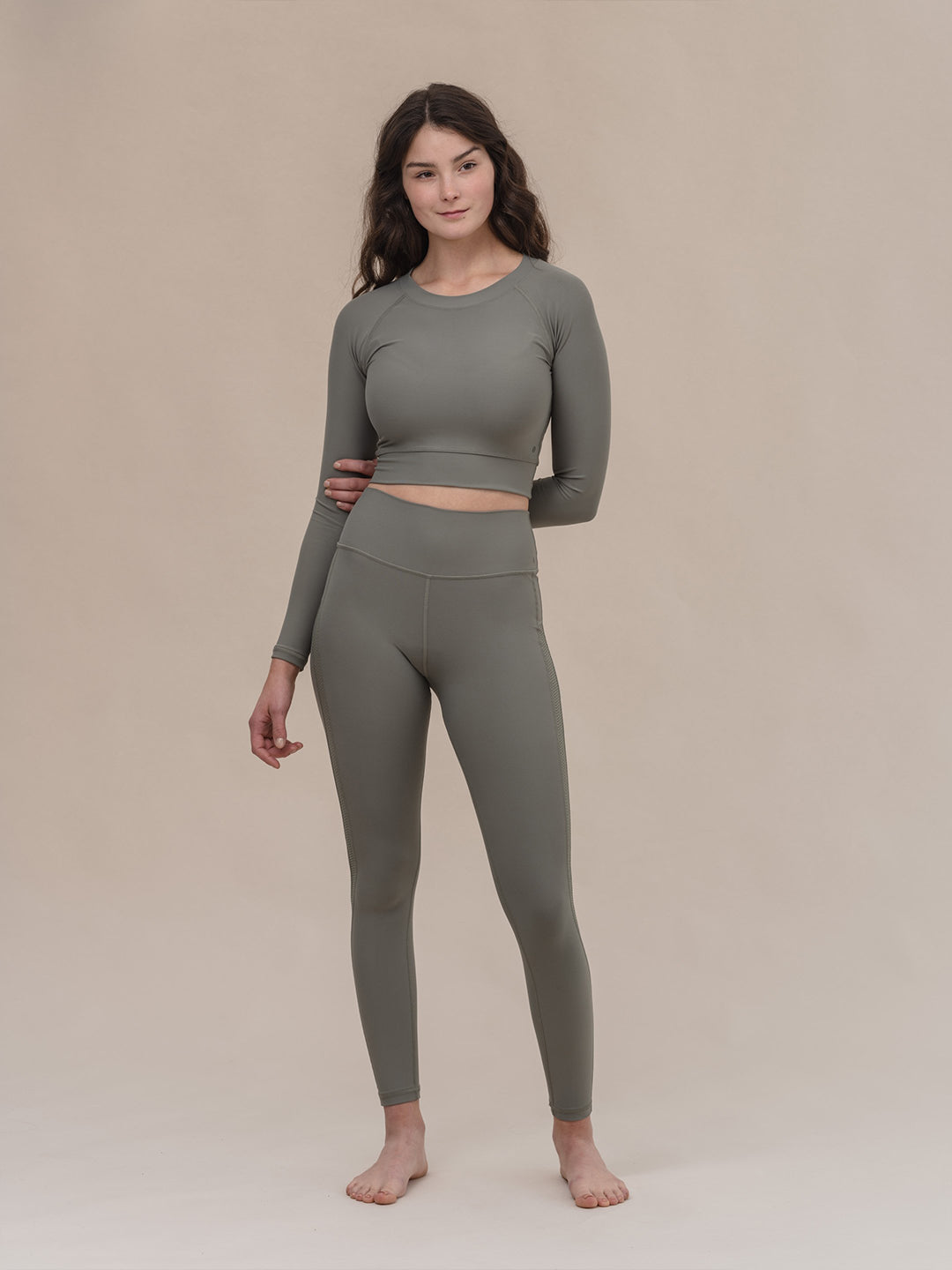 Tinsel Crop Top Dusty Green